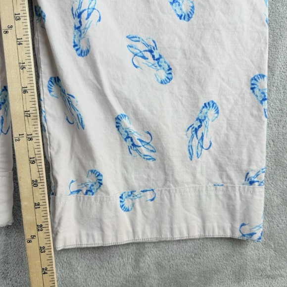 Maeve Anthropologie Pants Womens 29 Beige Collete Blue Lobster Cropped Wide Leg - Picture 6 of 16